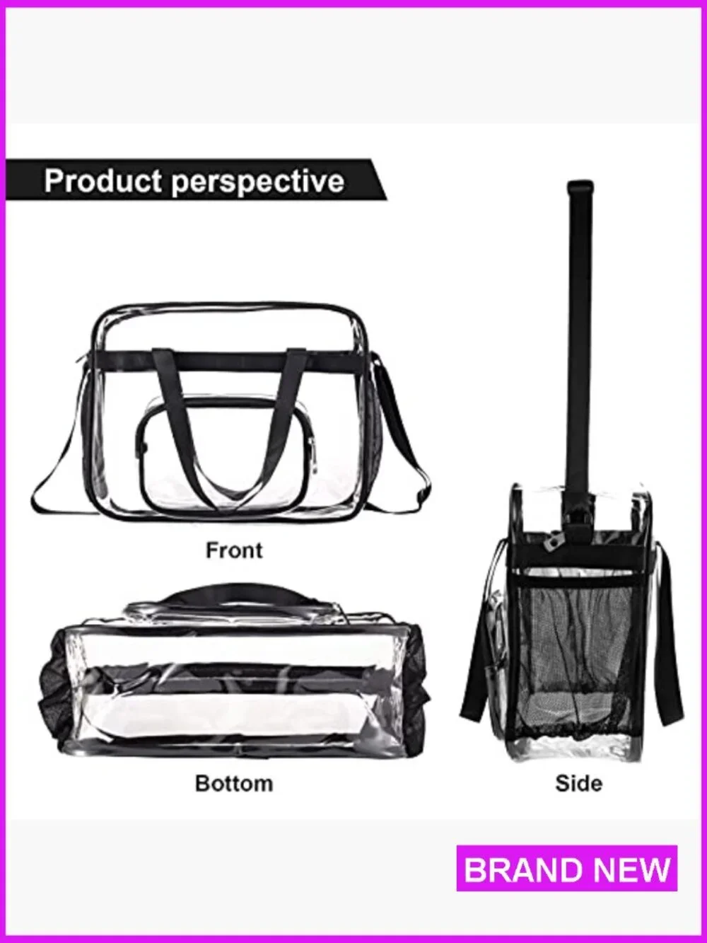 Clear Tote Bag Stadium Approved Large Transparent PVC Shoulder Strap